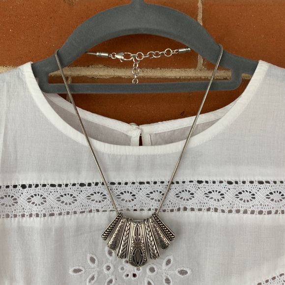 Tiered Silver Plate Filagree Statement Necklace - Picture 2 of 4